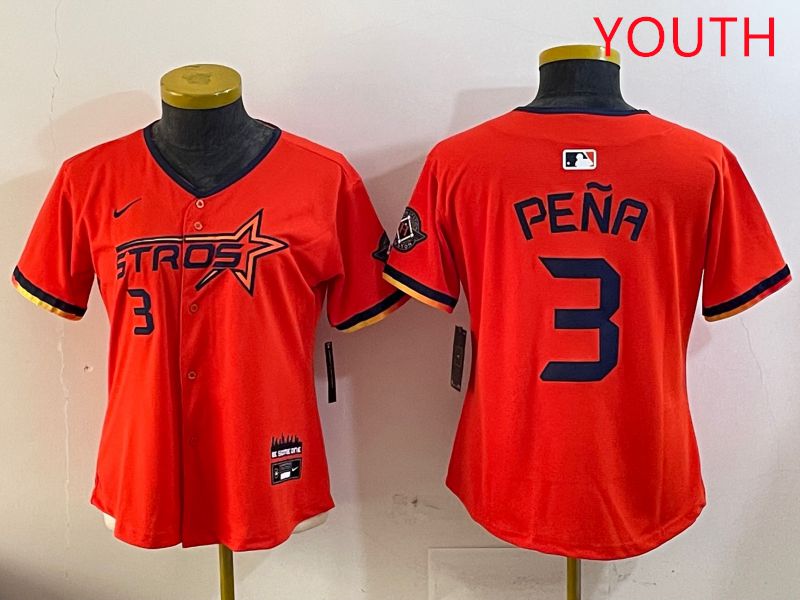 Youth Houston Astros Blank #3 Pena Three generations Joint Name 2025 Nike MLB Jersey style 9